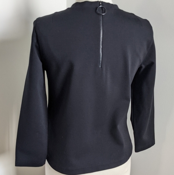 AKRIS Ponte Zip Fitted Black Sweater Top M Knit Minimalist Fine Gauge Designer - Picture 5 of 14